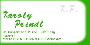 karoly prindl business card